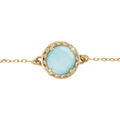 Bracelet en argent dor&eacute; cabochon bleu ciel -15+3cm Artemare