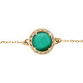 Bracelet en argent dor&eacute; cabochon vert fonc&eacute; - 15+3cm
