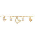 Bracelet en argent dore pampilles multi coeurs lisses et oxydes blancs sertis - 15+3cm Artemare