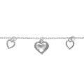 Bracelet en argent rhodi&eacute; pampille coeurs ajour&eacute;s et un oxyde blanc - 15+3cm Artemare