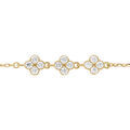 Bracelet en argent dor&eacute; multi fleurs par&eacute;e d' oxydes blancs sertis - 15+3cm Artemare