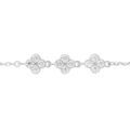 Bracelet en argent rhodi&eacute; multi fleurs d'oxydes blancs sertis 1- 5+3cm