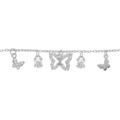 Bracelet en argent rhodi&eacute; pampilles papillons et oxydes blancs sertis - 15+3cm Artemare