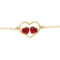 Bracelet en argent dor&eacute; coeur ajour&eacute; et 2 oxydes rouges - 15+3cm Artemare