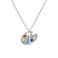Collier en argent rhodi&eacute; avec palette de peinture - 40+4cm Artemare