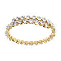 Bracelet en acier dor&eacute; rail d' oxydes blancs sertis - 52mm