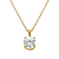 Collier en acier dor&eacute; pendentif rond avec un oxyde blanc serti - 40+5cm Artemare
