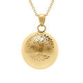 Collier en acier dor&eacute; bola de grossesse rond 21mm arbre de vie - 90+20cm Artemare