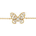 Bracelet en plaqu&eacute; or papillon ajour&eacute;e avec oxydes blancs - 16+3cm Artemare
