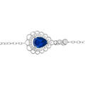 Bracelet en argent rhodi&eacute; goutte oxyde bleu serti contour oxydes blancs sertis et dentell&eacute; - 15+3cm Artemare