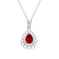 Colliers sur Artemare : Collier en argent rhodi&eacute; avec pendentif goutte oxyde vert et oxydes blancs sertis et dentell&eacute; -40+4cm