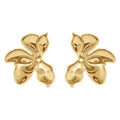 Boucles d'oreille sur Artemare : Boucles d'oreille tige en acier dor&eacute; motif fleur - 40mm x 26mm