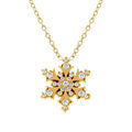 Colliers sur Artemare : Collier en acier dor&eacute; flocon de neige 16mm avec oxyde blancs sertis - 43+5cm
