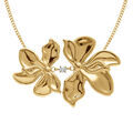 Collier en acier dor&eacute; double fleur 40mm et un oxyde blanc serti - 43+5cm Artemare