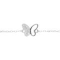 Bracelet en argent rhodi&eacute; papillon avec oxydes blancs sertis - 15+3cm