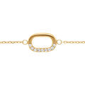 Bracelet chaine en argent dor&eacute; avec maillon oval pav&eacute; d'oxydes blancs sertis - 15+3cm Artemare