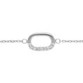 Bracelet chaine en argent rhodi&eacute; avec maillon oval serti - 15+3cm