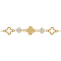 Bracelet en argent dor&eacute; tr&egrave;fles lisses et oxydes blancs - 15+3cm Artemare