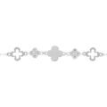 Bracelet en argent tr&egrave;fles lisses et tr&egrave;fles avec oxydes blancs - 15+3cm Artemare