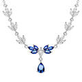 Collier en argent rhodi&eacute; avec oxydes bleu et blanc - 42+3cm