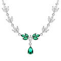 Colliers sur Artemare : Collier en argent rhodi&eacute; avec oxydes vert et blanc - 42+3cm