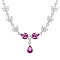 Collier en argent rhodi&eacute; avec oxydes rouge et blanc - 42+3cm