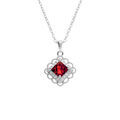 Colliers sur Artemare : Collier en argent avec pendentif carr&eacute; oxyde rouge et halo d'oxydes blancs sertis - 39+4cm