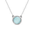 Colliers sur Artemare : Collier en argent rhodi&eacute; cabochon bleu ciel - 40 +5 cm