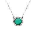 Collier en argent rhodi&eacute; cabochon vert fonc&eacute; - 40 +5 cm Artemare