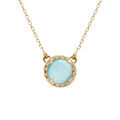 Collier en argent dor&eacute; cabochon bleu ciel - 40 +5 cm