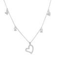 Colliers sur Artemare : Collier en argent rhodi&eacute; multi coeurs lisses et oxydes blancs sertis - 40+5cm