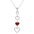 Colliers sur Artemare : Collier en argent rhodi&eacute; avec pendentif coeurs ajour&eacute;s et un oxyde rouge - 40+5cm
