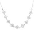 Collier en argent rhodi&eacute; multi fleurs d'oxydes blancs sertis - 40+5cm