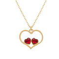 Collier en argent dor&eacute; avec pendentif coeur ajour&eacute; et deux oxydes rouges - 40+5cm Artemare