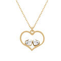 Collier en argent dor&eacute; avec pendentif coeur ajour&eacute; et deux oxydes blancs - 40+5cm Artemare
