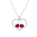 Colliers sur Artemare : Collier en argent rhodi&eacute; avec pendentif coeur ajour&eacute; et deux oxydes rouges - 40+5cm