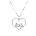 Collier en argent rhodi&eacute; avec pendentif coeur ajour&eacute; et deux oxydes blancs - 40+5cm Artemare
