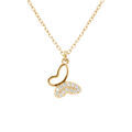 Colliers sur Artemare : Collier en argent dor&eacute;avec pendentif papillon et oxydes blancs sertis - 40+5cm