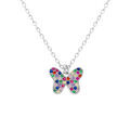 Colliers sur Artemare : Collier en argent rhodi&eacute; avec papillon orn&eacute; d'oxydes multi couleurs sertis - 40+5cm