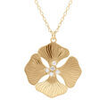 Collier en argent dor&eacute; avec pendentif fleur et oxydes blancs - 40+5cm