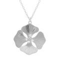 Colliers sur Artemare : Collier en argent rhodi&eacute; pendentif fleur et oxydes blancs - 40+5cm