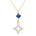 Colliers sur Artemare : Collier en argent dor&eacute; avec pedentif &eacute;toile en r&eacute;sine bleue et &eacute;toile entour&eacute;e d'oxydes blancs sertis - 40+5 cm