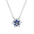 Colliers sur Artemare : Collier en argent rhodi&eacute; avec fleur d'oxydes blancs et bleus sertis - 40+5cm