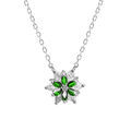Colliers sur Artemare : Collier en argent rhodi&eacute; avec fleur d'oxydes blancs et verts sertis - 40+5cm