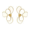 Boucles d'oreille Stella Mia tige en acier dor&eacute; demi fleur r&eacute;sine blanche Artemare