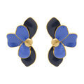 Boucles d'oreille sur Artemare : Boucles d'oreille Stella Mia tige en acier dor&eacute; demi fleur r&eacute;sine bleu