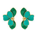 Boucles d'oreille sur Artemare : Boucles d'oreille Stella Mia tige en acier dor&eacute; demi fleur r&eacute;sine vert
