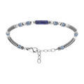 Bracelet en acier rondelles h&eacute;matite et tube lapis lazuli - 18+3cm Artemare