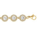 Bracelet en acier dor&eacute; 15 oxydes blancs ronds sertis avec contour d'oxydes blancs sertis -16+3cm Artemare