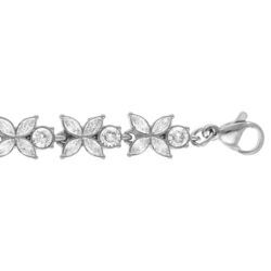 Bracelet en acier multi fleurs oxydes blancs sertis - 16+3cm